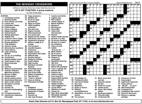 Newsday Sunday Crossword Printable